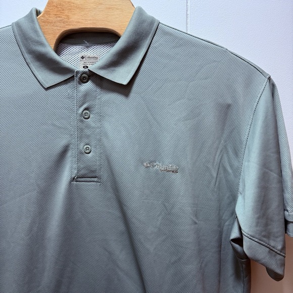 Columbia PFG Omni-Shade Green Short Sleeve Polo Shirt Men's Size Large Vented‎ - Picture 1 of 8